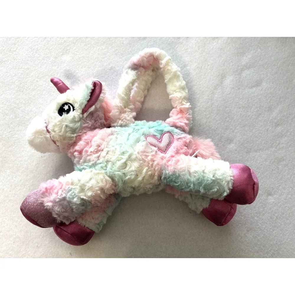 Plush Unicorn Purse with Double Handles Pastel Pink‎ Green Blue Kidcore